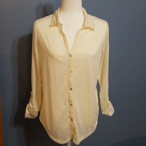 JUNIORS--Cream  button down shirt
